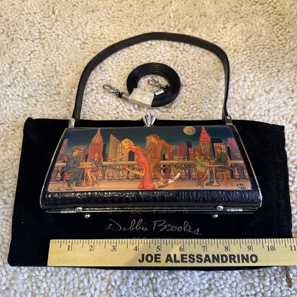 Debbie Brooks Signed Limited Edition 292/500 NYC Night Cityscape Handbag Purse